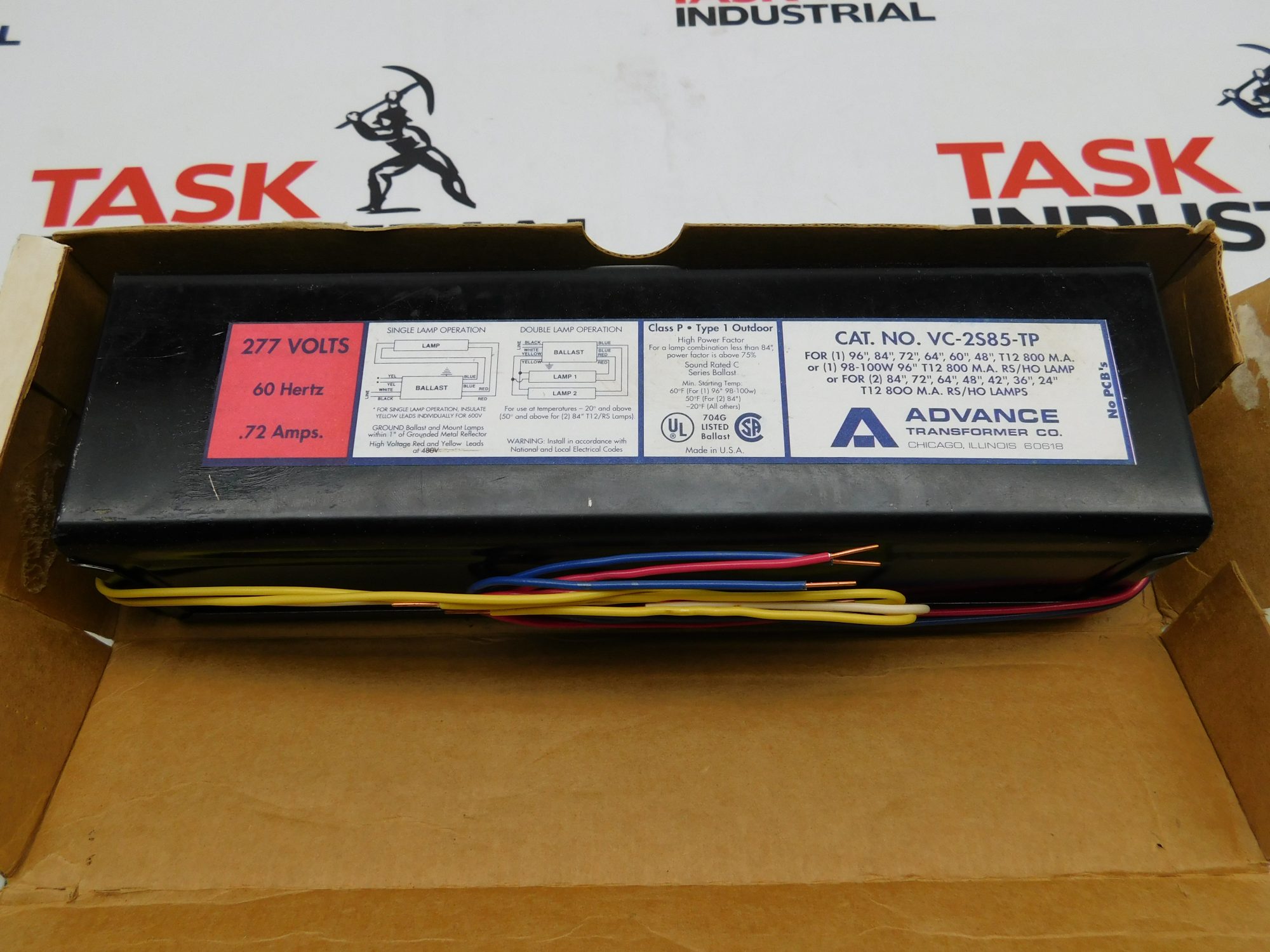 Advance Transformer Co. CAT No. VC-2S85-TP 277 Volts - Task Surplus
